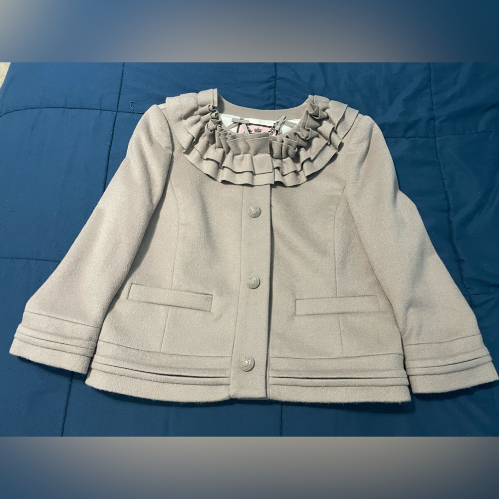 Juicy Couture Gray Ruffled Cape Jacket